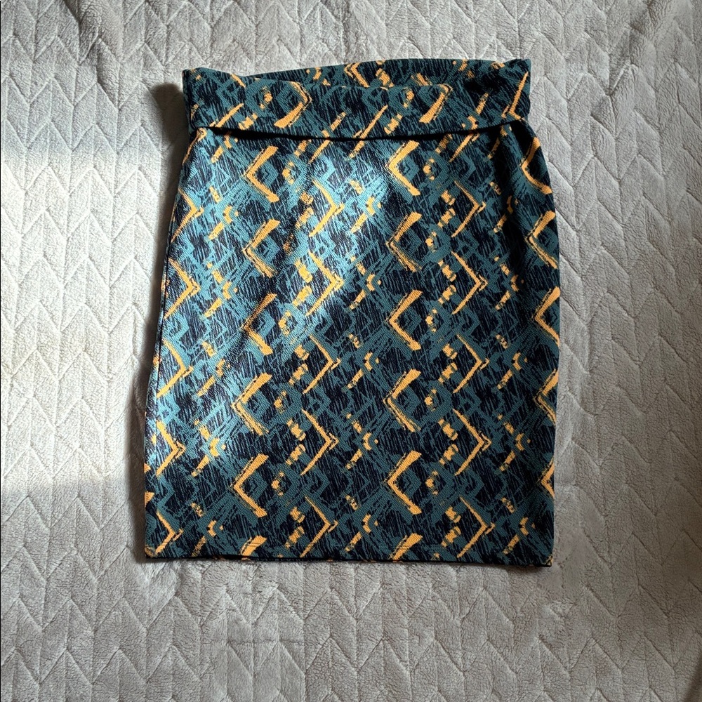 LuLaRoe Dark Teal Geometric Pencil Skirt